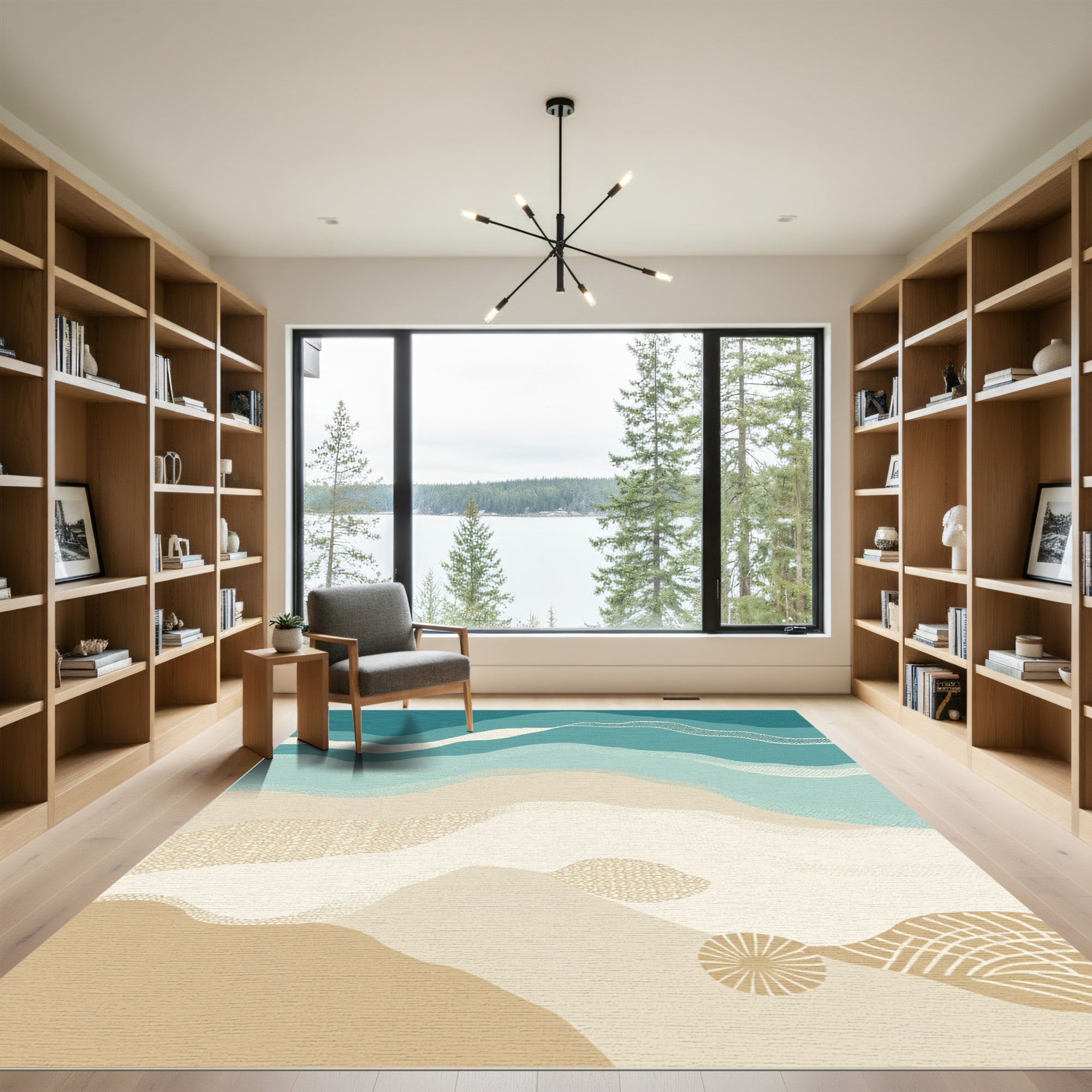 Serene Teal Sand Dune Layers Rug