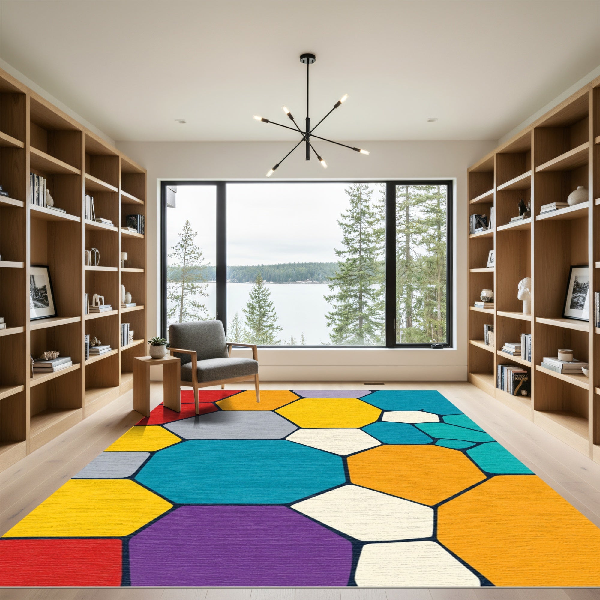 Colorful Geometric Tessellation Abstract Rug