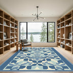 Abstract Blue Geometric Lattice Rug