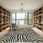 Bold Black Cream Zebra Stripe Rug