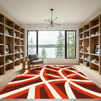 Crimson Interlocking Abstract Lines Rug
