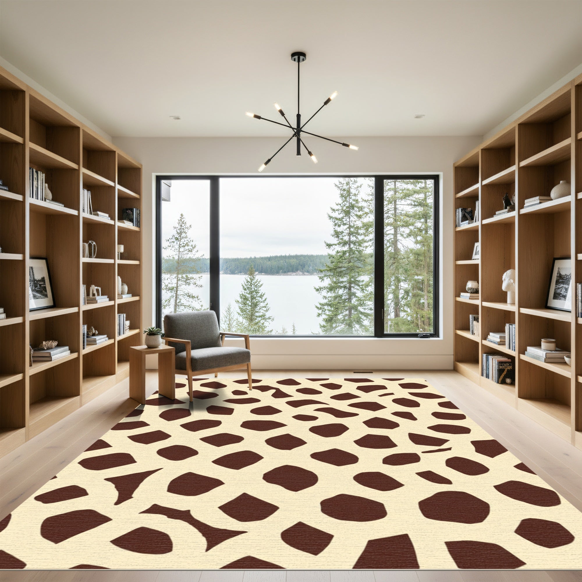 Brown Cream Organic Spotty Print Rug