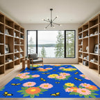 Yellow Butterflies And Pink Floral Meadow Rug
