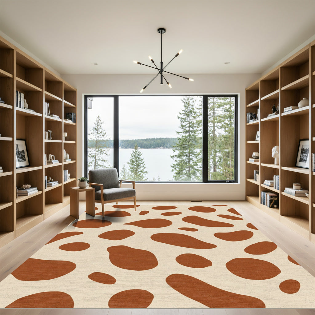Terracotta Brown Abstract Spots Rug
