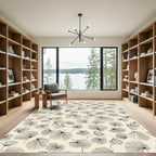 Line Art Botanical Bloom Cream Rug
