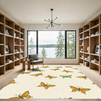 Golden Orange Green Butterfly Medley Rug