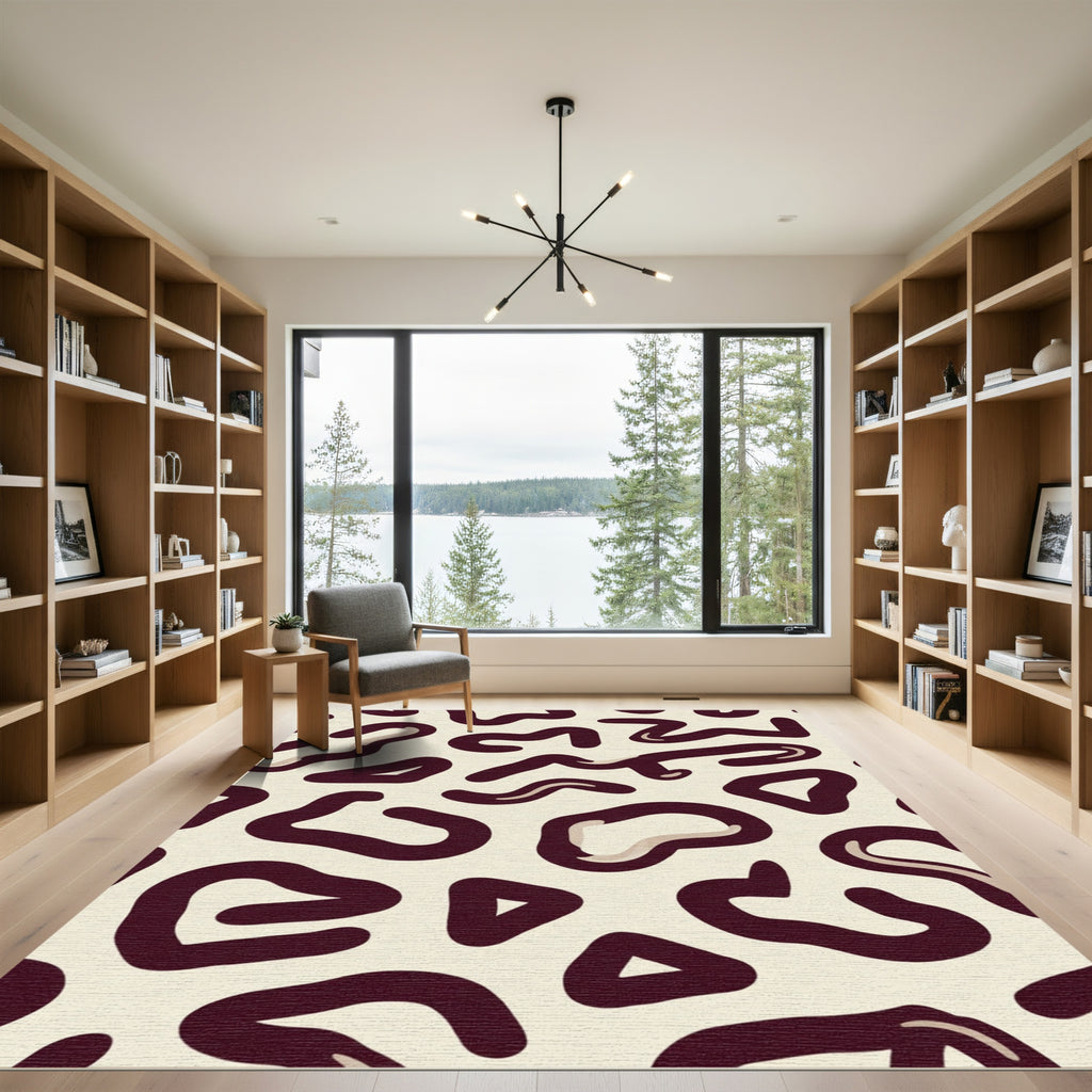 Deep Burgundy Abstract Spots Rug