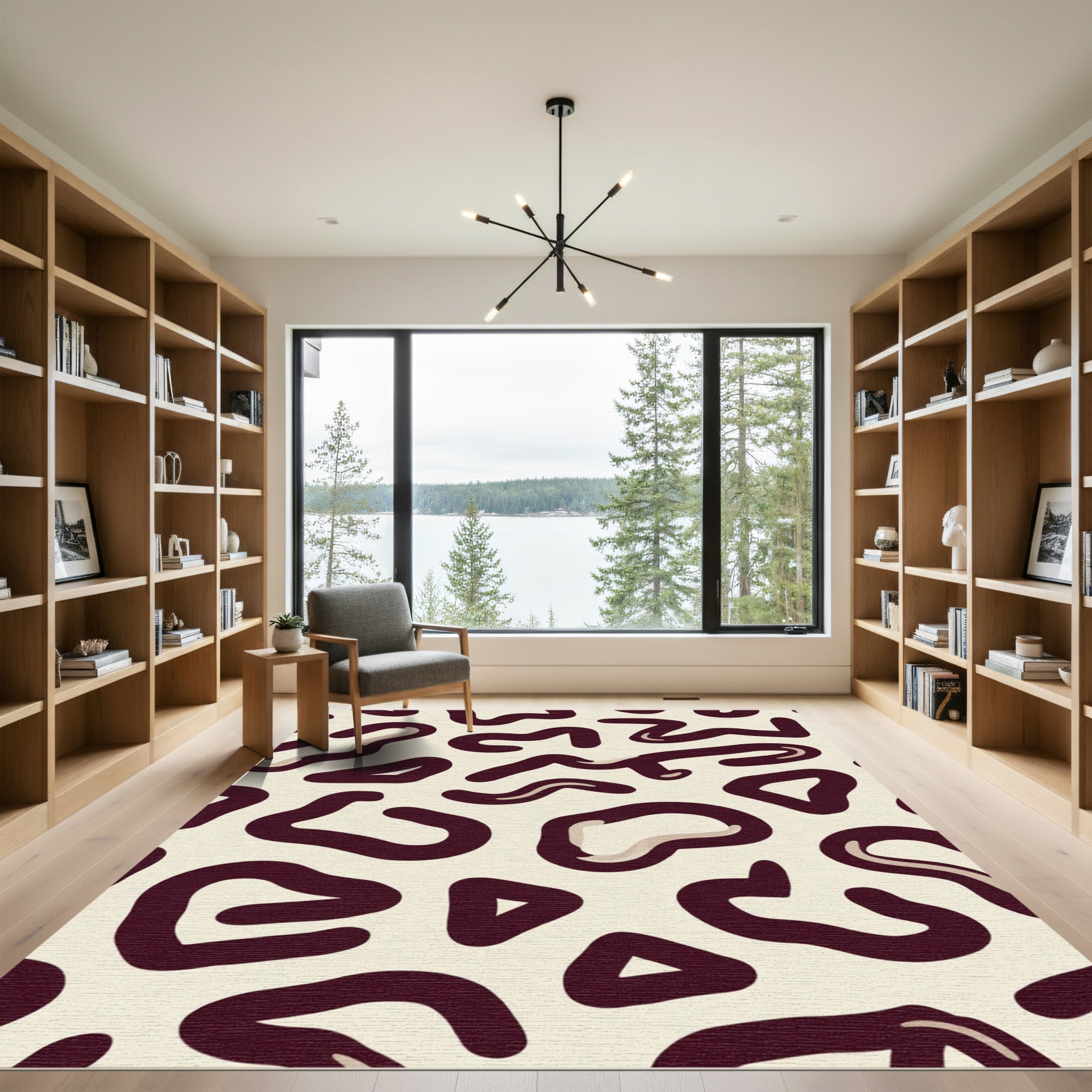 Deep Burgundy Abstract Spots Rug