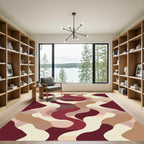 Burgundy Beige Flowing Organic Wave Rug