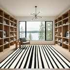 Ink Cream Tall Vertical Lines Rug