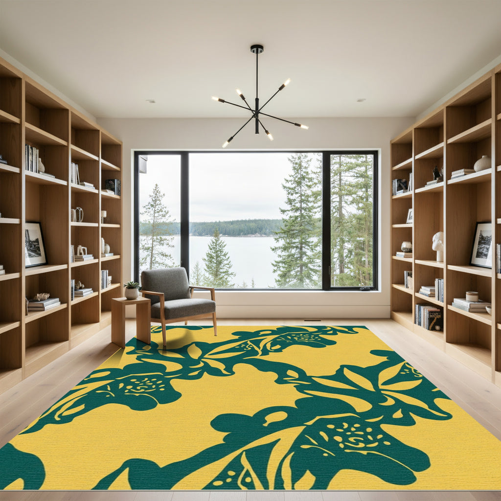 Coastal Teal Abstract Swirl Rug