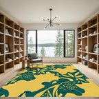 Coastal Teal Abstract Swirl Rug