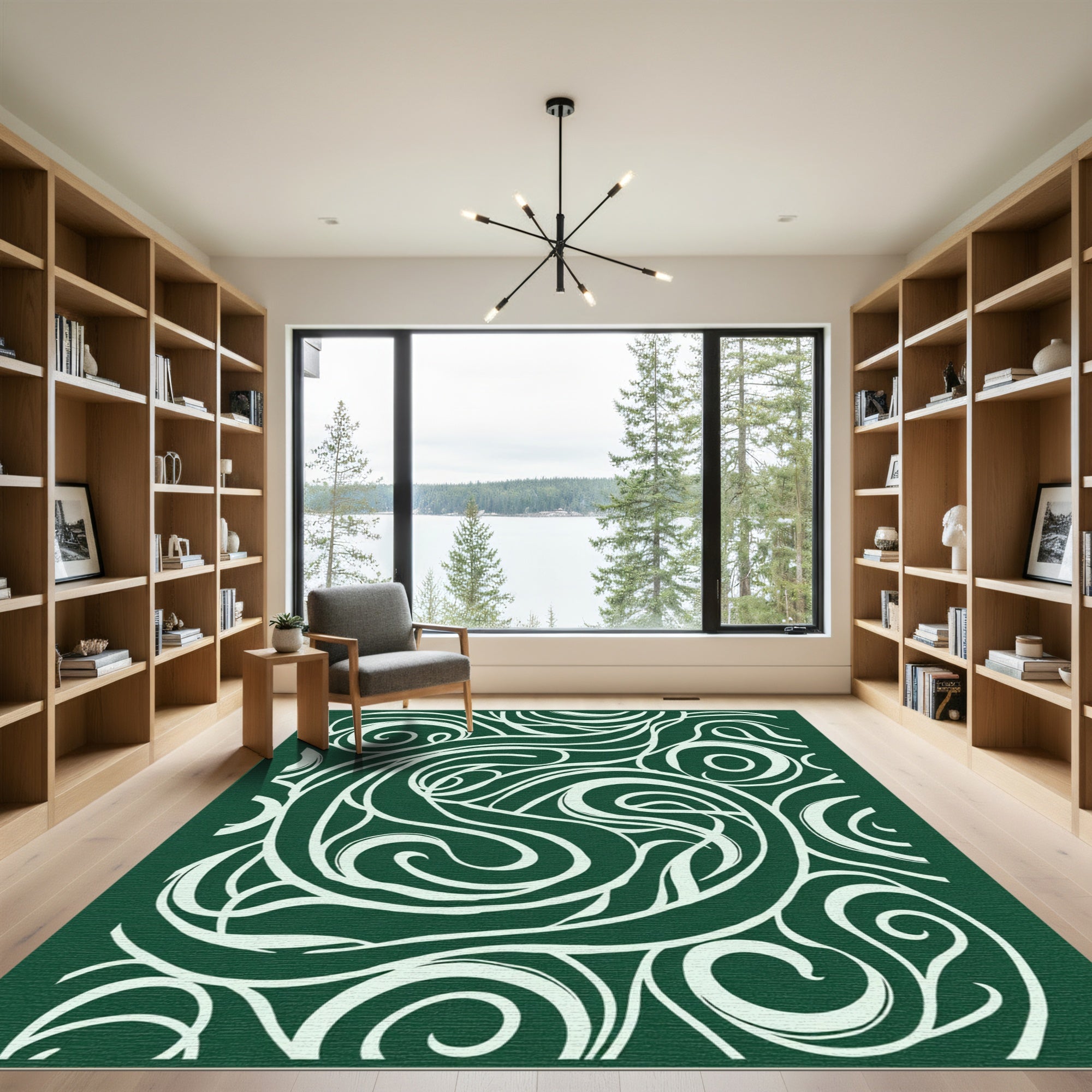 Emerald Swirl Organic Flow Rug