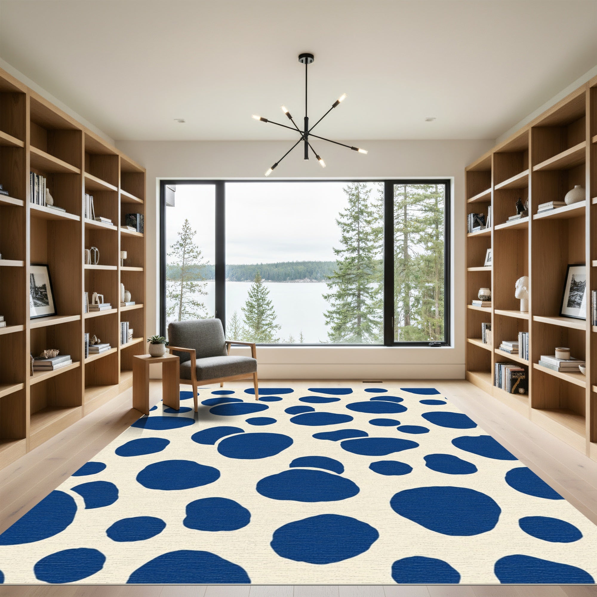 Navy Blue Blob Scatter Rug