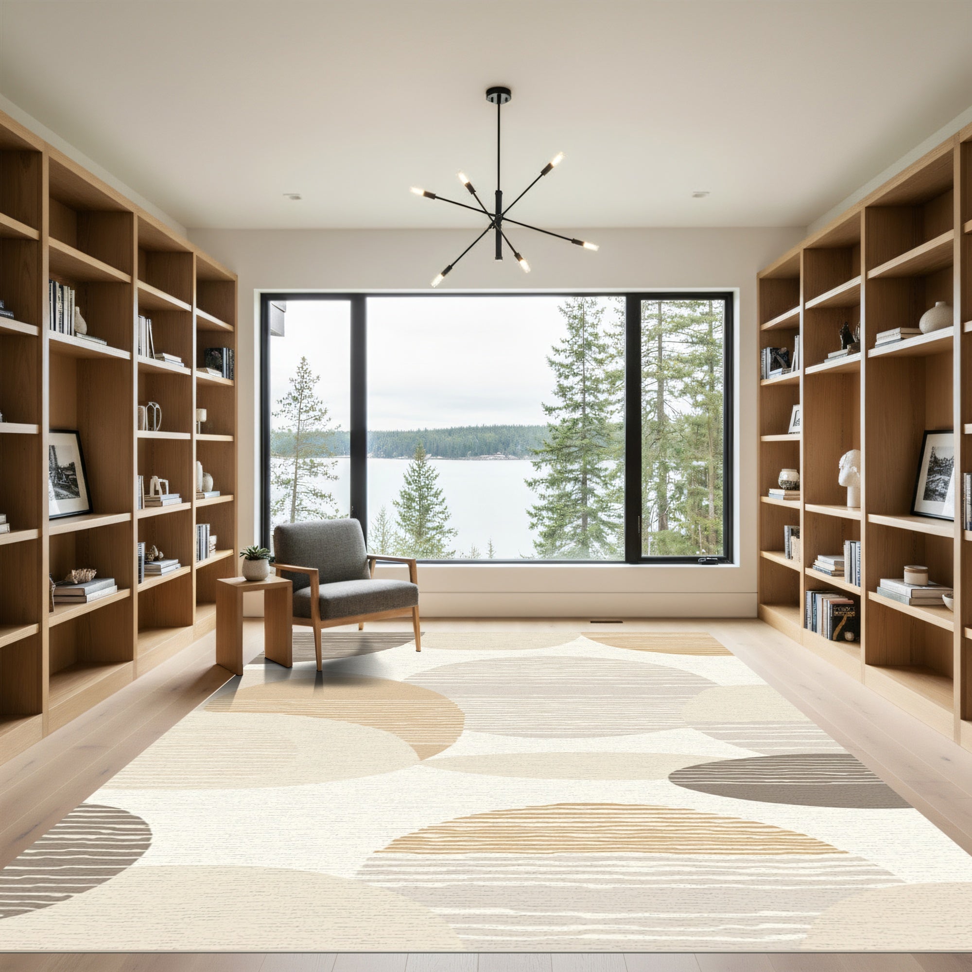 Earthy Abstract Circles Textured Rug
