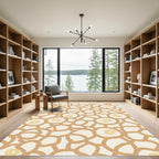 Tan and Yellow Abstract Organic Circles Rug
