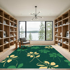 Deep Emerald Green Floral Swirl Rug