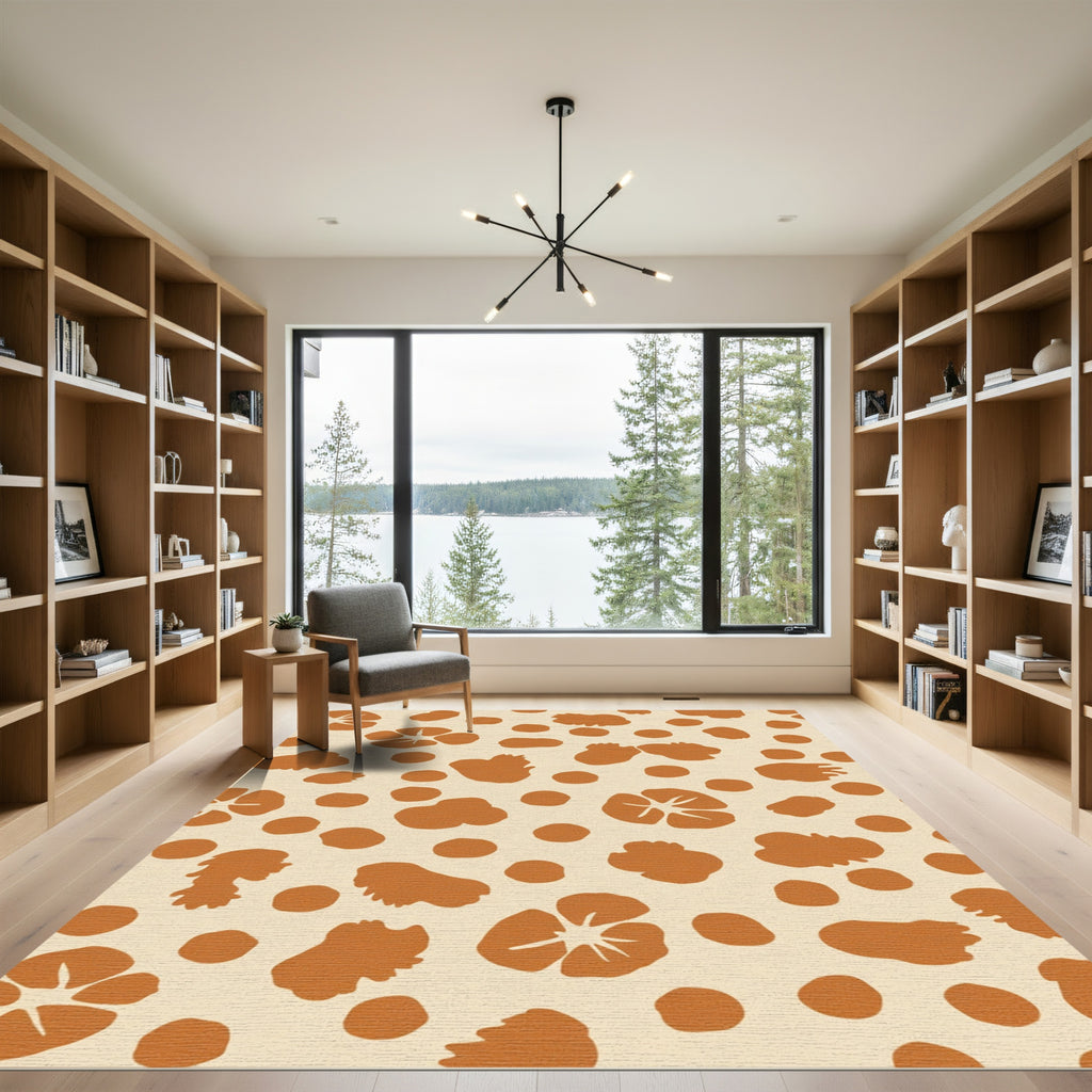 Terracotta Blobs and Petals Rug