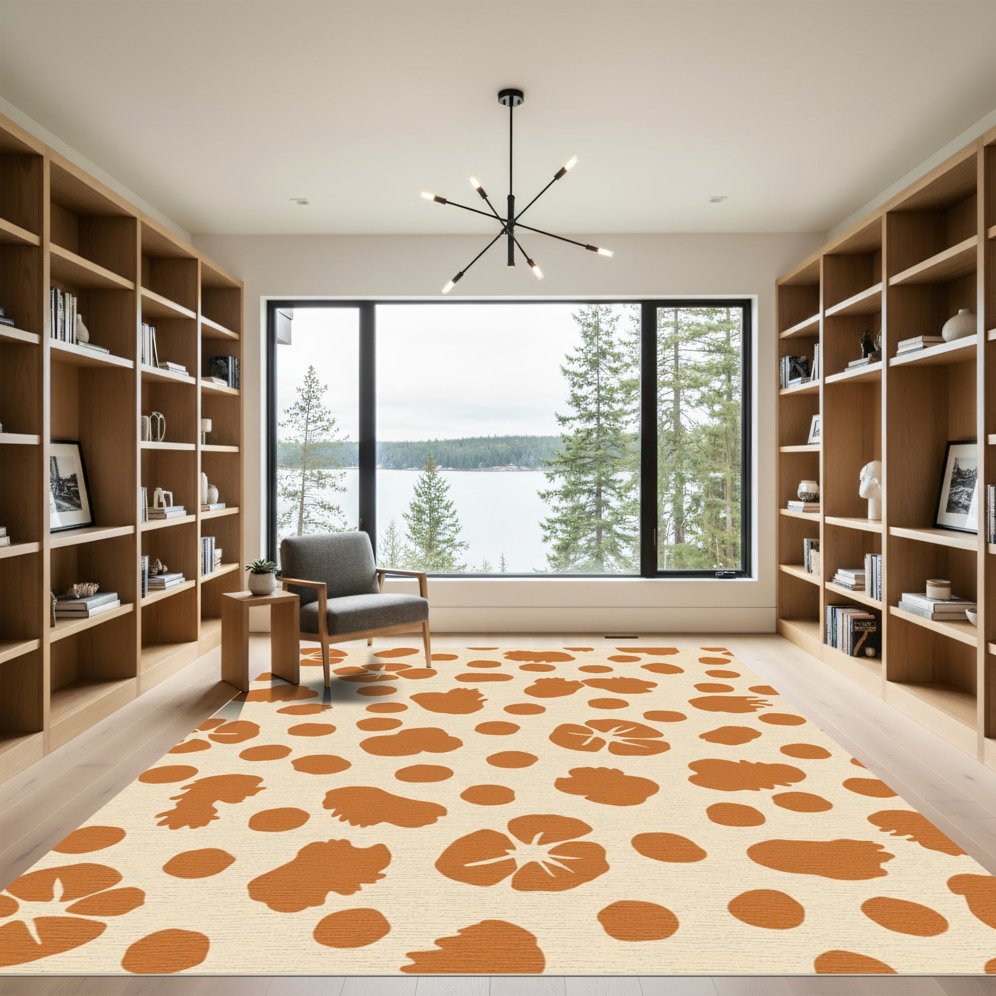 Terracotta Blobs and Petals Rug