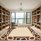 Earthy Brown Animal Print Border Rug