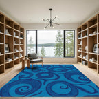 Deep Blue Swirling Serpent Rug