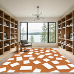 Terracotta White Geometric Block Rug