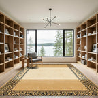 Sepia Geometric Border Stripes Rug