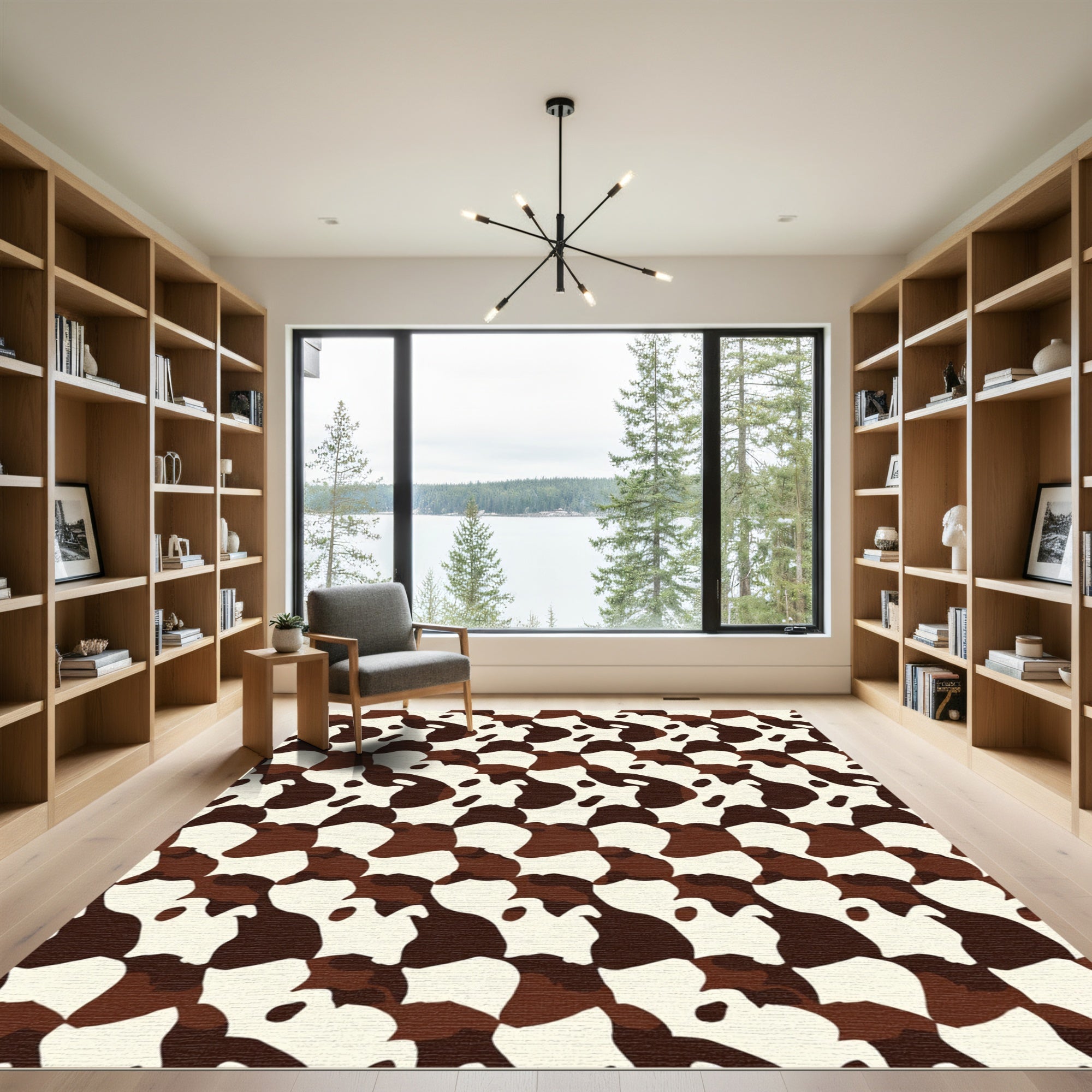 Brown White Organic Spots Rug