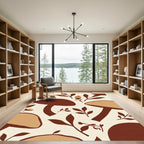Earthy Tones Mushroom Botanical Illustration Rug
