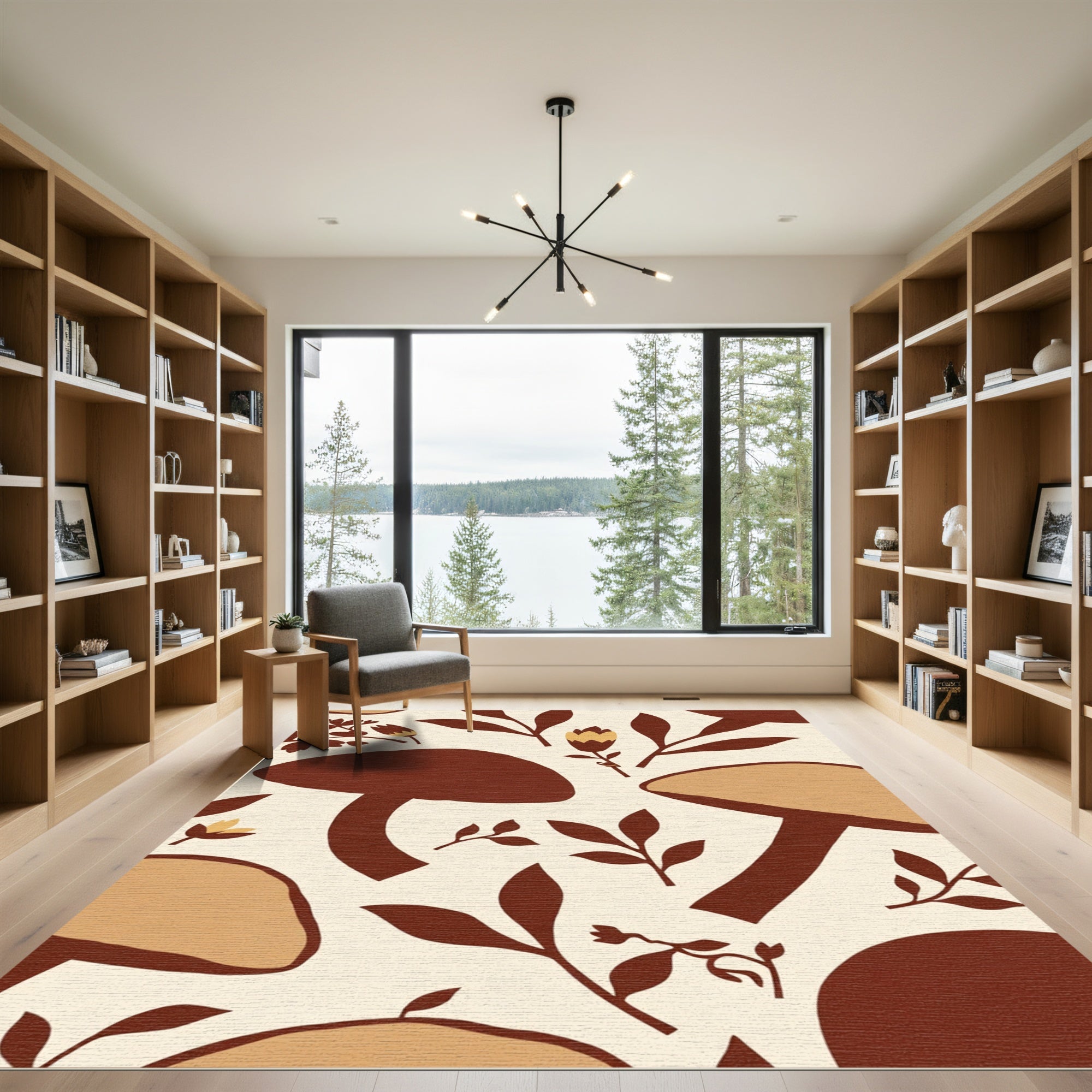 Earthy Tones Mushroom Botanical Illustration Rug