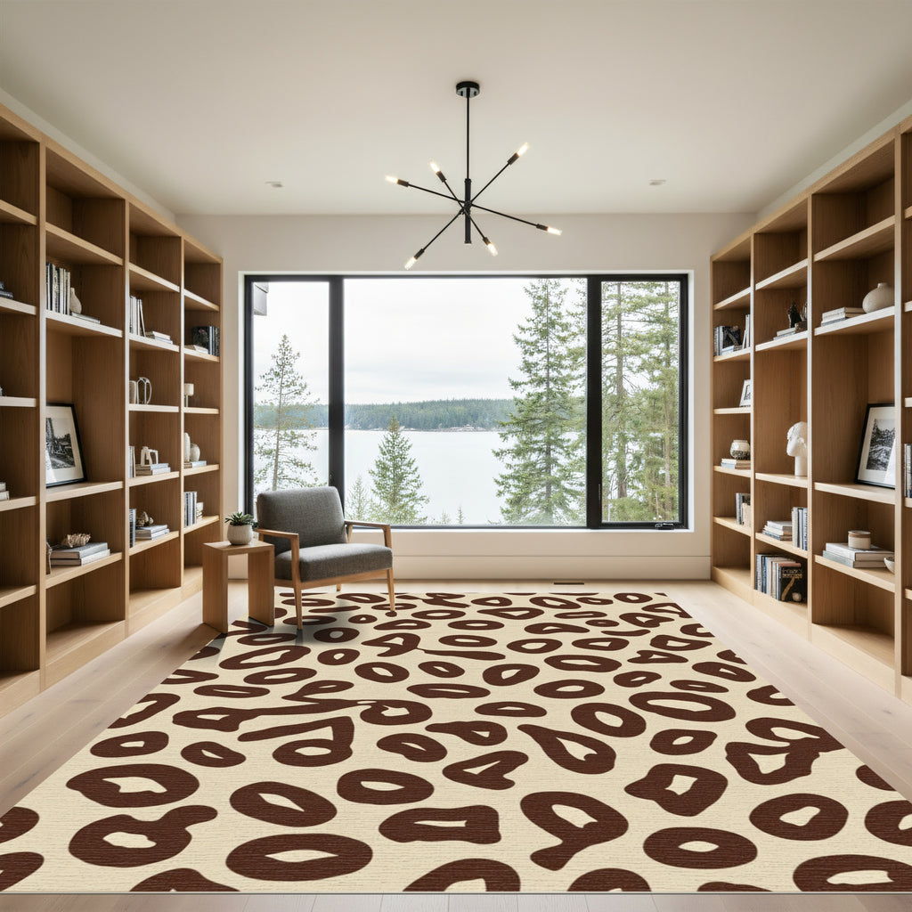 Brown Leopard Spots Organic Forms Rug