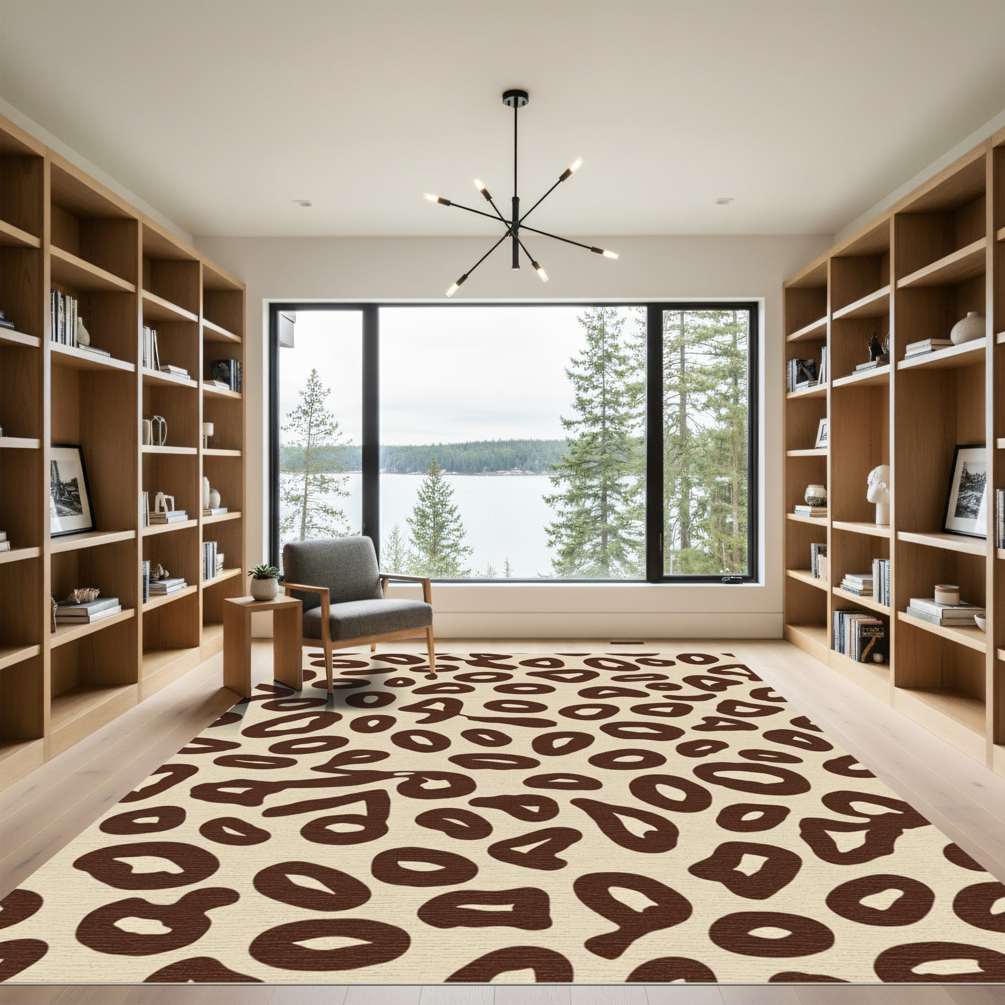 Brown Leopard Spots Organic Forms Rug