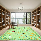 Whimsical Ladybug Bee Garden Meadow Rug