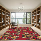 Rustic Brown Floral Creature Composition Rug