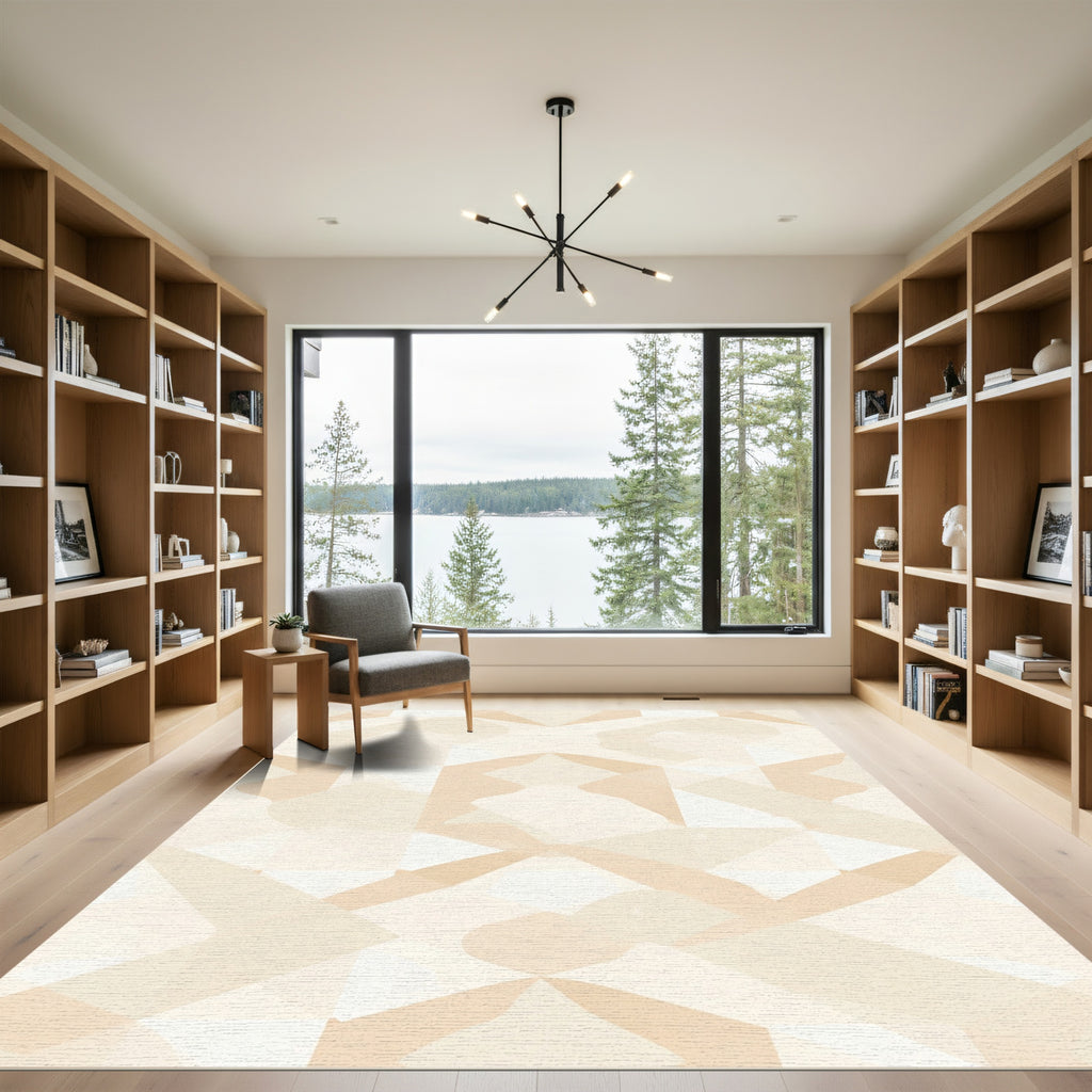 Sandy Geometric Abstract Shapes Rug
