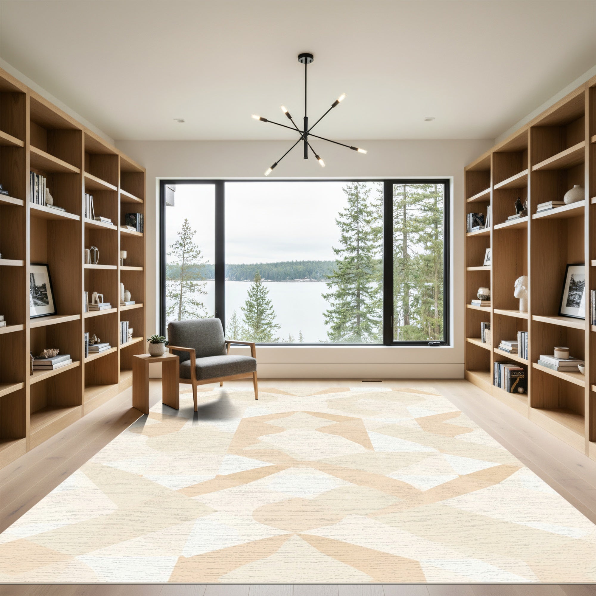 Sandy Geometric Abstract Shapes Rug