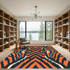 Bold Orange Blue Abstract Stripe Rug