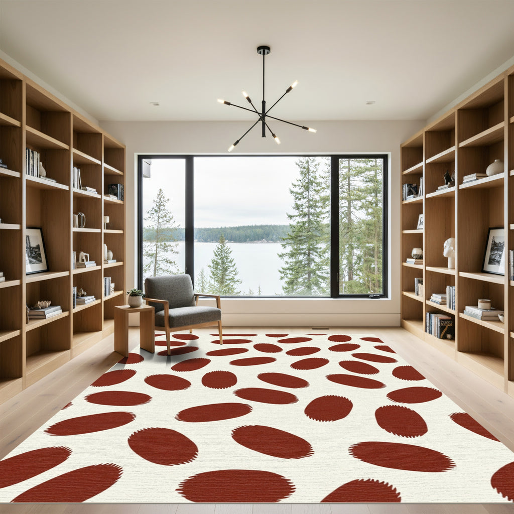 Crimson Ovals Textured Background Rug