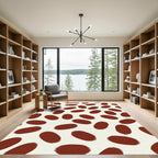 Crimson Ovals Textured Background Rug