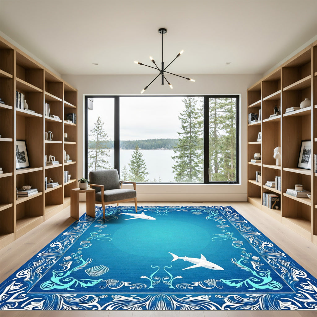 Oceanic Coral Shark Frame Rug