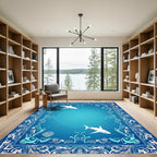 Oceanic Coral Shark Frame Rug