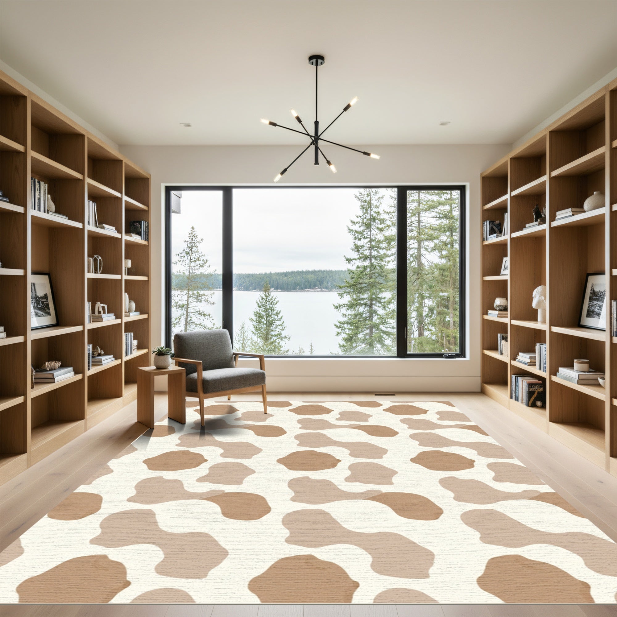 Brown Tan Organic Spots Rug