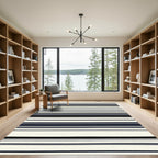 Modern Navy Gray Striped Rug