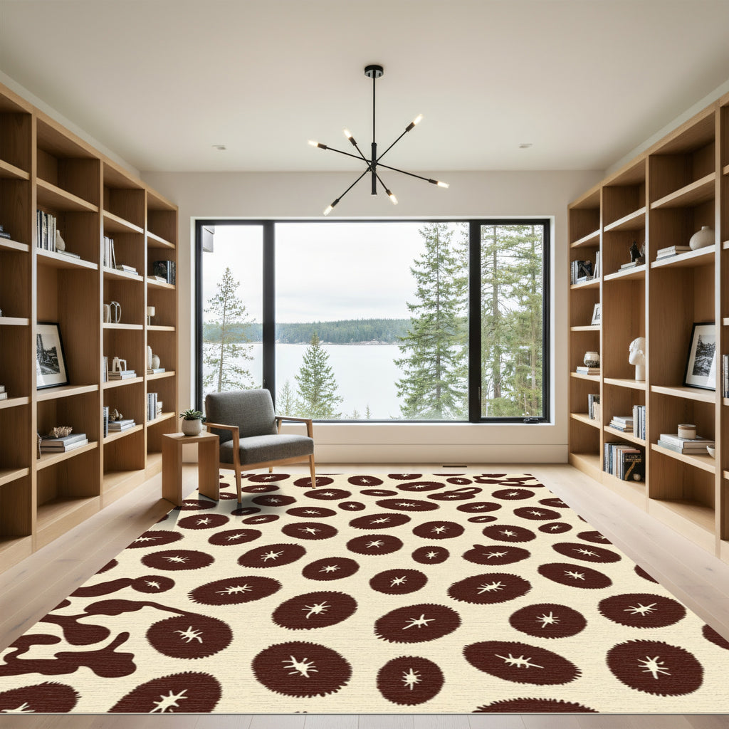 Chocolate Brown Spot Starburst Rug