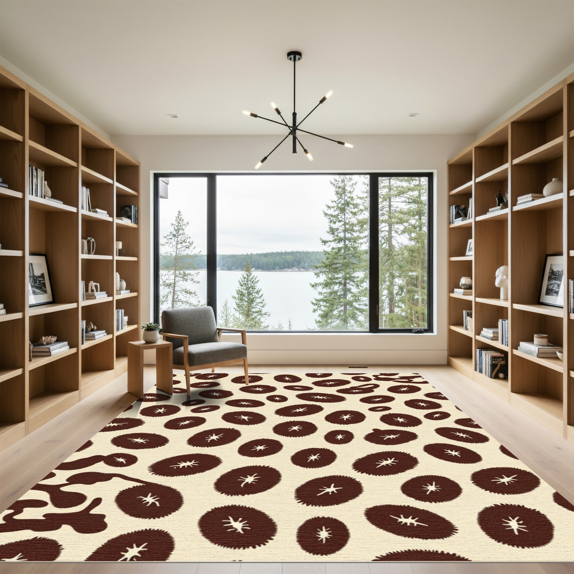 Chocolate Brown Spot Starburst Rug