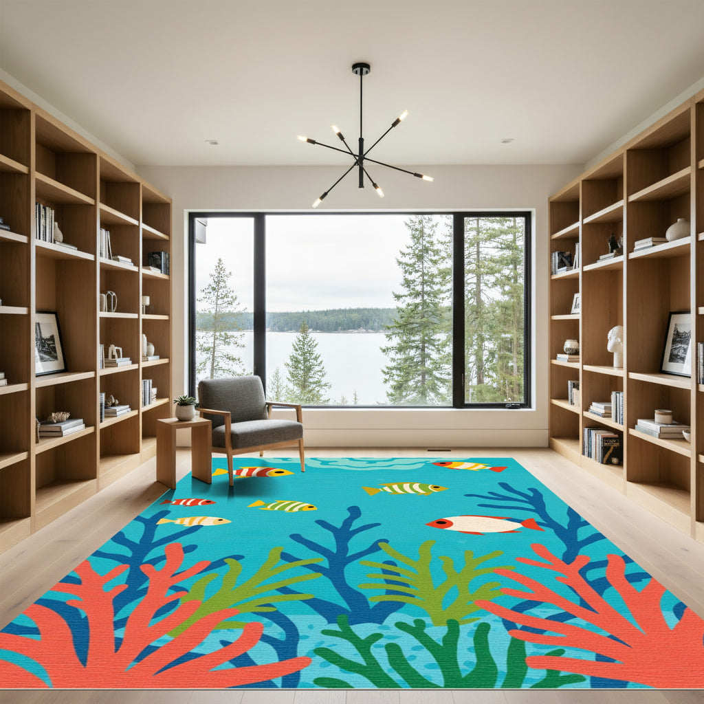 Aquatic Coral Reef Fish Collection Rug