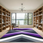 Amethyst Gray Gradient Geometric Chevron Rug