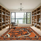 Orange Abstract Swirls And Dots Rug