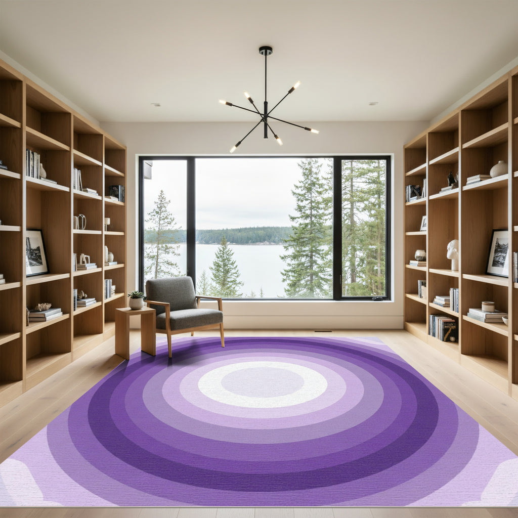 Violet Concentric Ring Gradient Rug