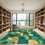 Deep Emerald Abstract Organic Shapes Rug